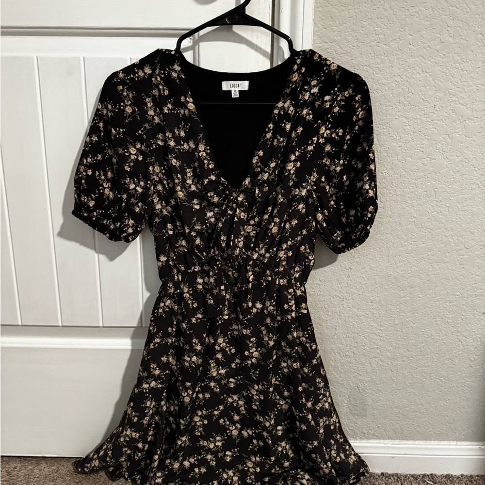 LUCCA Black Floral Midi Dress size XS - EUC